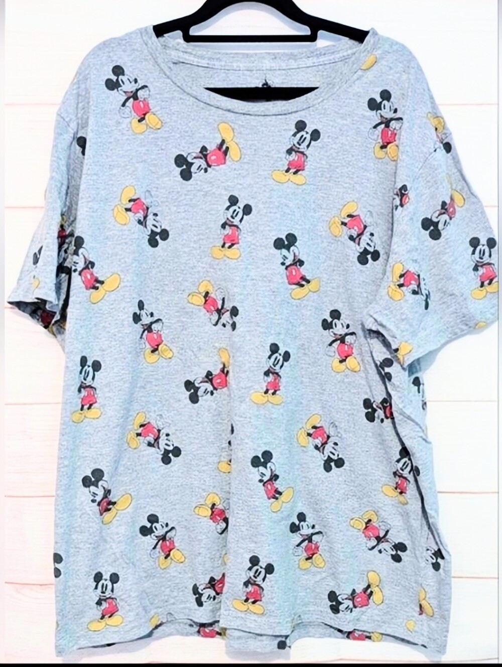 Vintage Disney Grey 🩶 Mickey Mouse All-Over Print Short Sleeve Plus Size Tee 2X